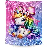 Unicorn Blanket for Girls Kids Throw Blankets Gifts for Toddlers Unicorn Lovers - 50x40 Inches Soft Cozy Comfort Pink Glitter Stuff Throws for Sofa Chairs