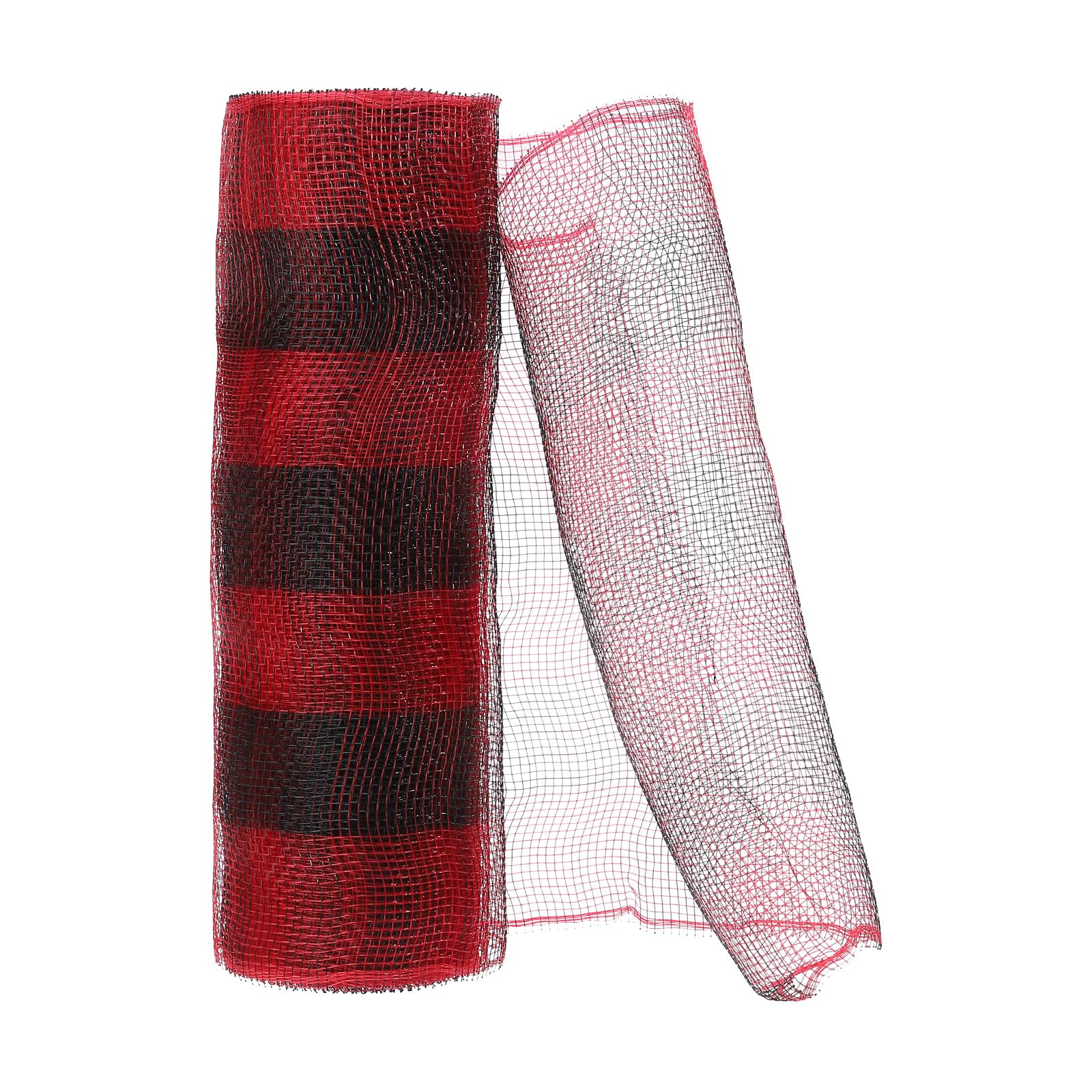PATIKIL 1pcs Deco-Mesh, 10 Inch x 10 Yard Deco-Mesh Ribbon Roll Foil Metallic for Christmas Tree Wreaths Decoration,Red Black