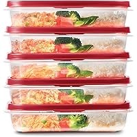 Rubbermaid EasyFindLids Meal Prep Containers, 5.5 Cup, Red
