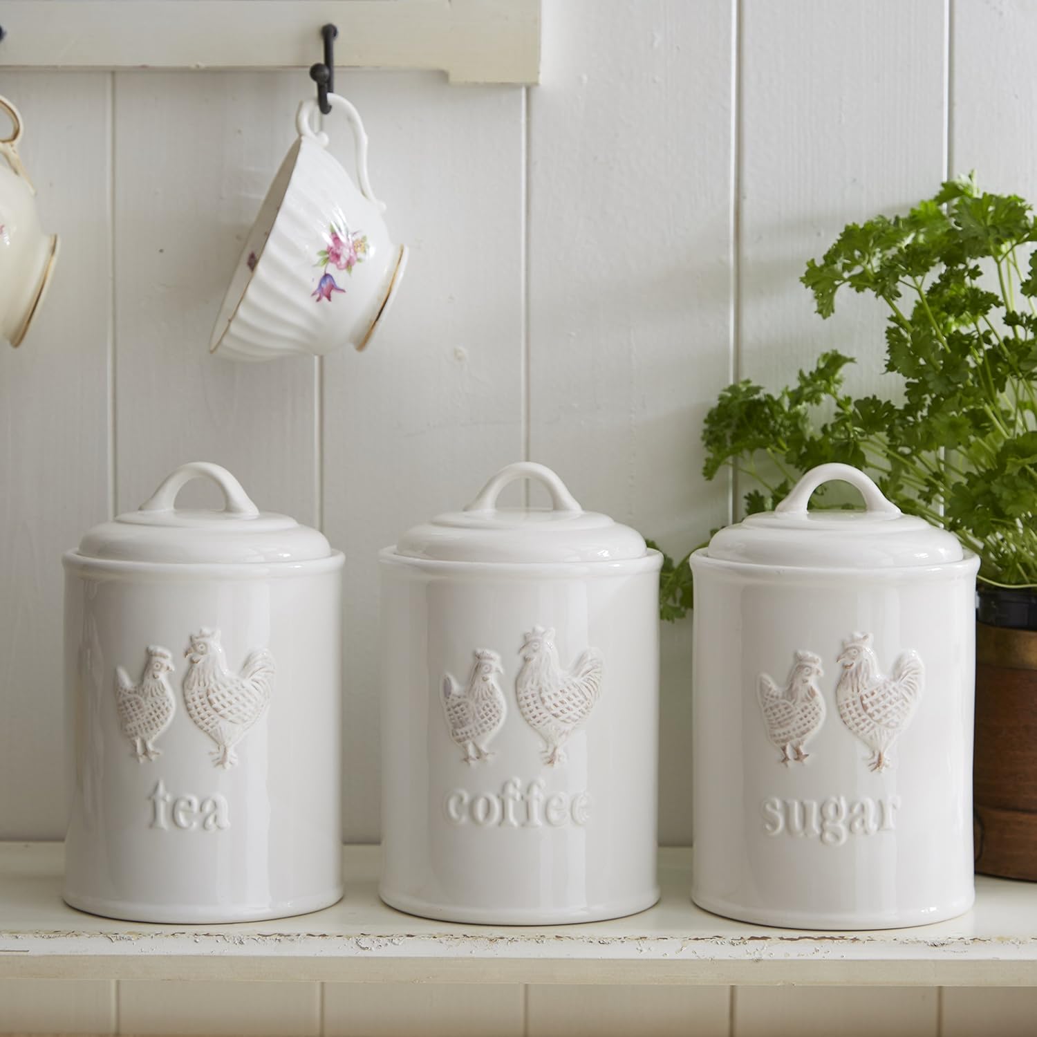 chicken tea coffee sugar canisters