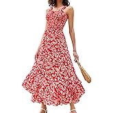 GRACE KARIN Women's 2025 Summer Floral Boho Dress Square Neck Strapped Swing A Line Sundress Beach Long Maxi Outfits