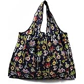 BEEFLYING 3pcs Foldable Large Nylon Grocery Bags Reusable Waterproof Recycling Shopping Tote Bags Machine Washable Mother Bag with Storage Pouch and Bag Handle (Zoo Pattern 52.5x60x0.15cm)