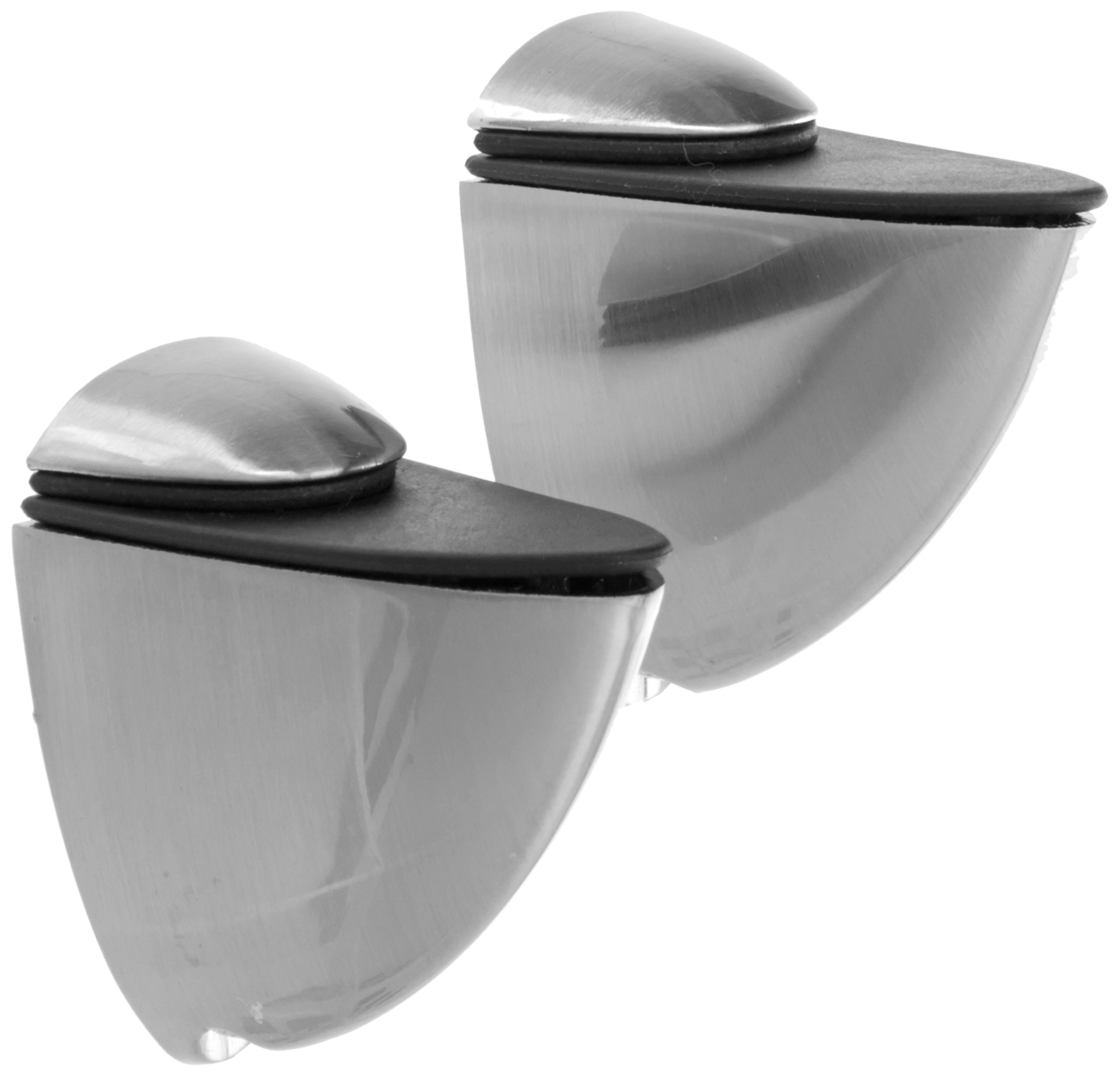 Merriway BH05820 (2 Pcs) Medium Matt Nickel Adjustable Shelf Glass Shelf Support 55 x 55 mm - Pack of 2 Pieces