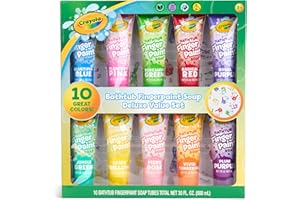 Crayola Bathtub Fingerpaint 10 Color Deluxe Value Pack, 3 Ounce Tubes (Bluetiful Blue, Jungle Green, Royal Purple, & More) Color Your Bath Easily Washable Finger Paints