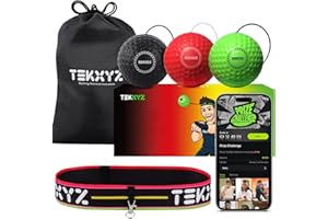TEKXYZ® Reflex Ball with Counter App | Online Community for Boxing Ball, Perfect for Reaction, Agility, Punching Speed, Fight Skill and Hand Eye Coordination | Stocking Stuffer Gift for All Ages