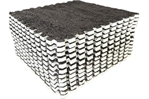 easycustomerlee 12pcs Tiled Puzzle Play Mats Interlocking Shaggy Soft EVA Foam Mats Protective Floor for Children Kids Room Home Parlor Bedroom(Gray)