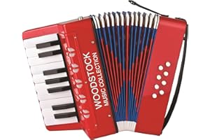 WOODSTOCK CHIMES Woodstock Junior Accordion, 17 Piano Keys 8 Bass Buttons, Childrens Beginners Musical Instruments Kids, Ages 5+ Educational Music Toys