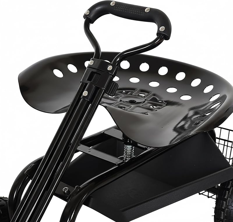 Banco de jardim com rodas, Ajustável em altura, 150 kg, Preto