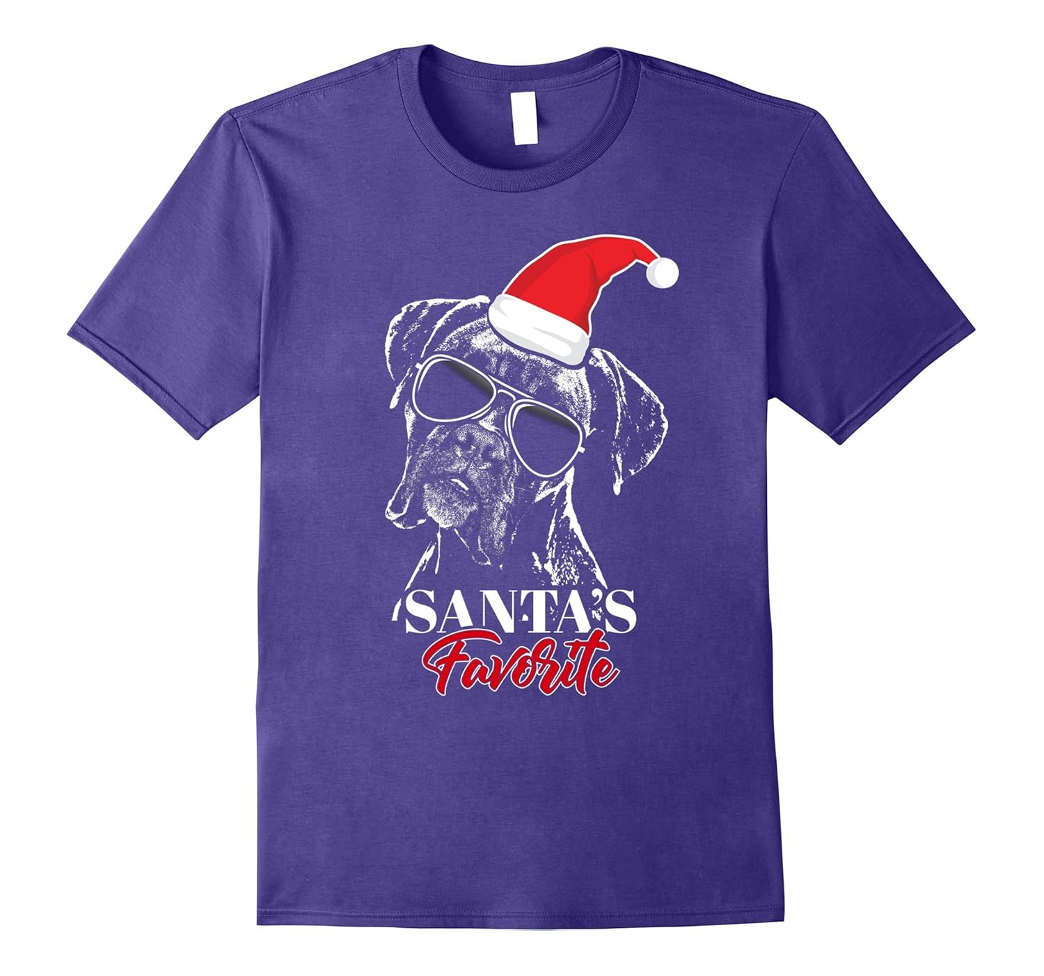 Boxer Santa's Favorite Funny Christmas T-Shirt-Rose