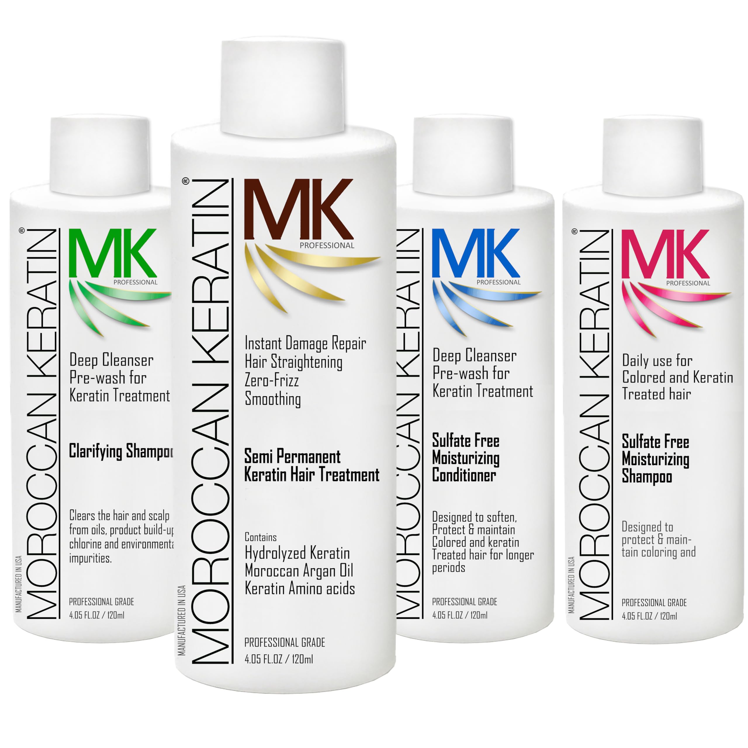 MOROCCAN KERATIN New Look. Keratin Hair Treatment Straightening Brazilian Complex Blowout SET 120ML x4 Professional Results Salon or Home Formaldehyde-Free
