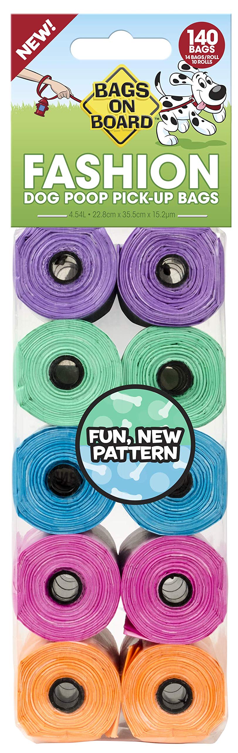 Bags On Board Dog Poo Bags | Strong, Leak Proof Dog Waste Bags | 140 Fashion Bags