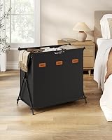 SONGMICS 135 L Laundry Sorter 3 Sections Collapsible X-Frame Ink Black LCB130B01 view 2