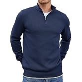 COOFANDY Men's Quarter Zip Up Pullover Slim Fit Lightweight Mock Neck Long Sleeve Sweaters