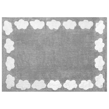 Lilipouce Teppich Kinder Baumwolle Wolken Stoff Grau 120x160 Cm