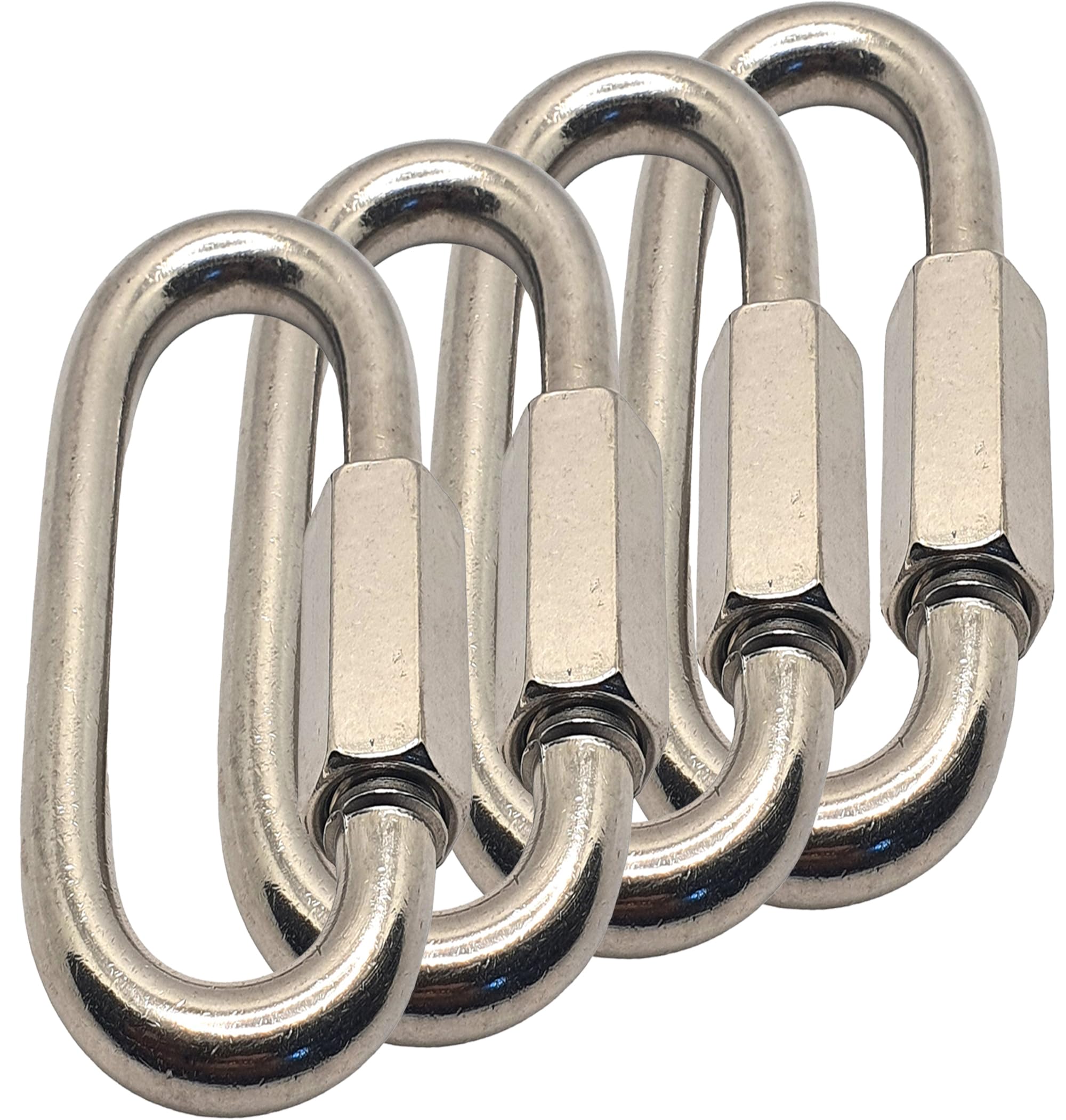Quick Chain Link Repair Carabiner, Marine A4 Stainless Steel 316 Shackle (M4x40mm -4pcs)
