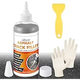Concrete &amp; Asphalt Crack Filler Kit, 16.9 Fl Oz Self‑Leveling Sealant | With Gloves &amp; Scraper, Crack Filler for Asphalt Concrete Joint, Sidewalk, Pavement and Parking Lot, Easy to Fill &amp; Curing