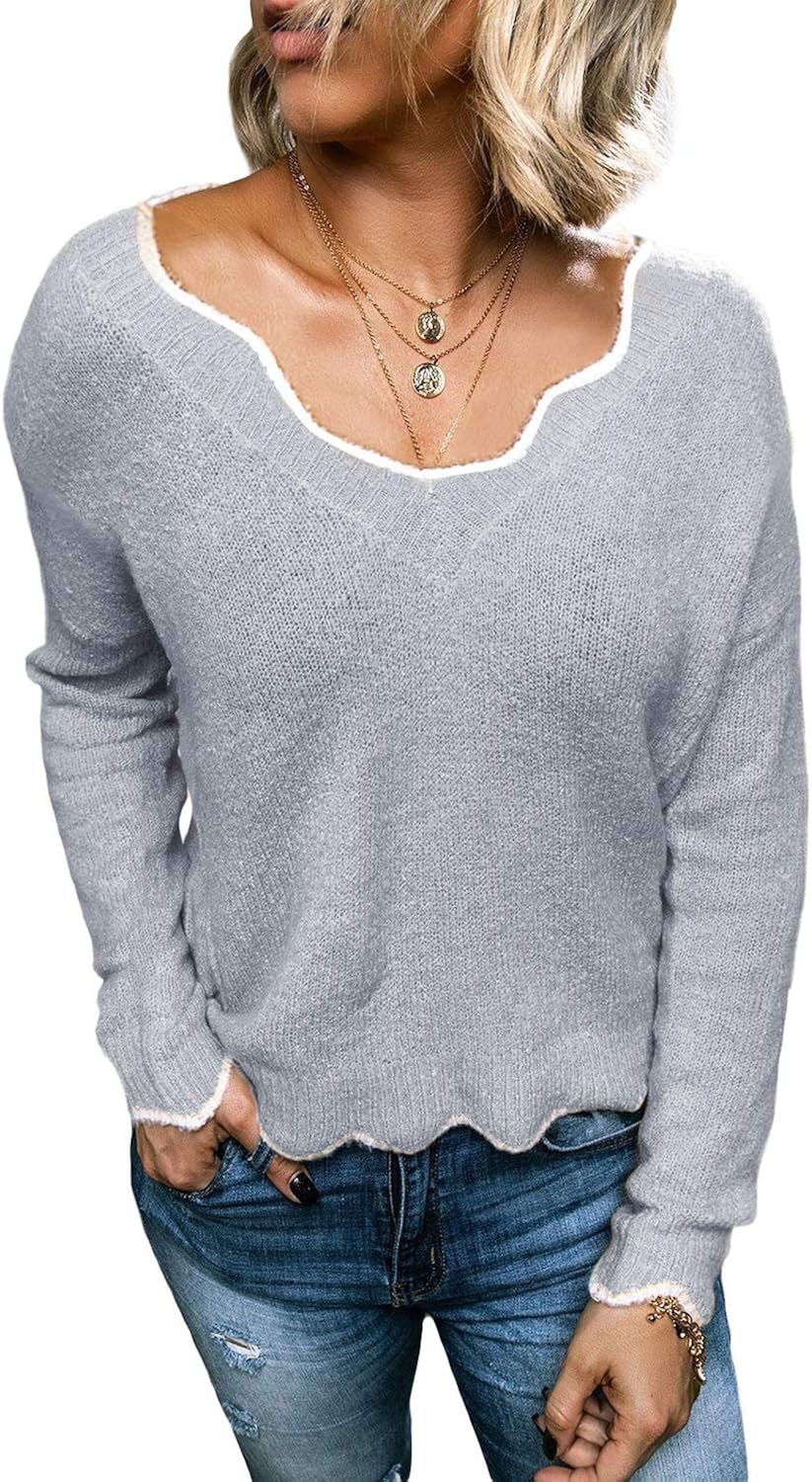 pullover grau damen v ausschnitt