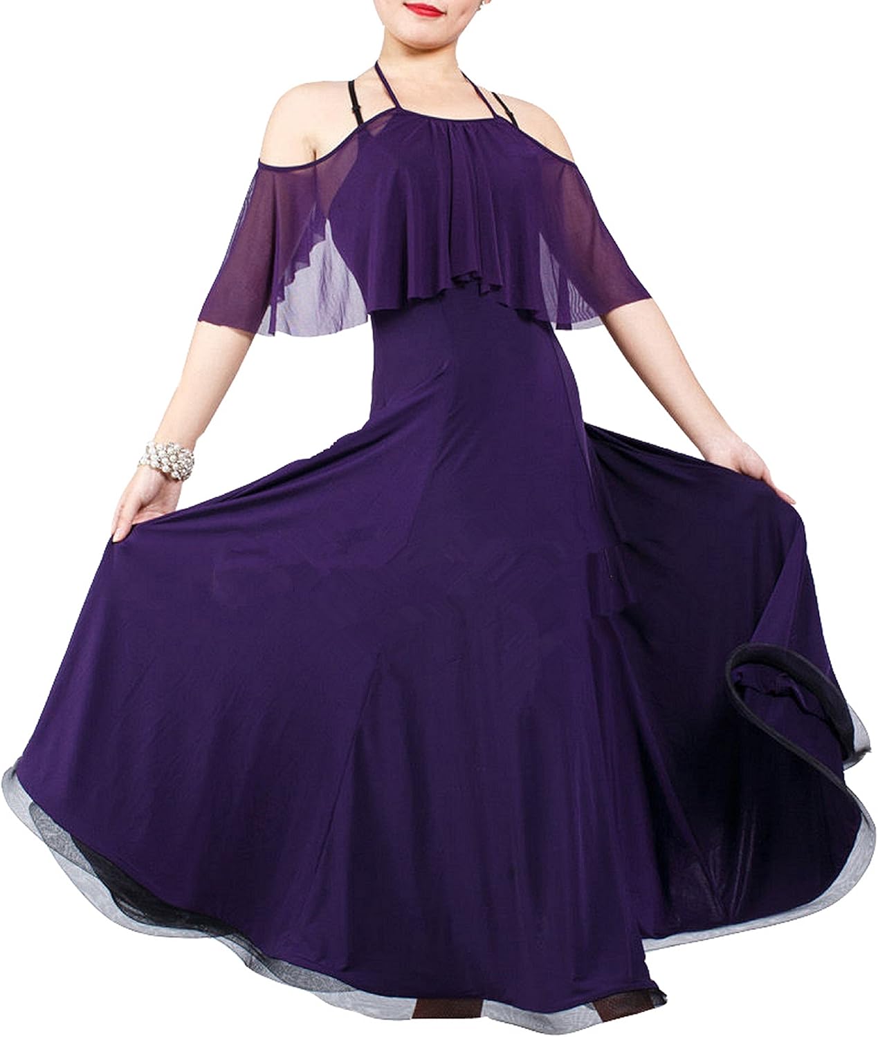 Flare Purple Ballroom Standard Tango Dance Dress (XS) Clothing