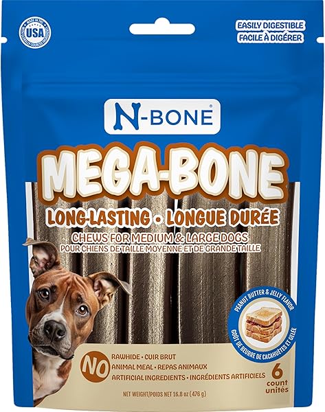 N-BONE MEGA-BONE LONG-LASTING DOG CHEW PEANUT BUTTER &...