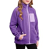 DOKOTOO KIDS Girls Fleece Jacket Full Zip Fall Winter Soft Sherpa Coat Outwear with Pockets Size 6-15 Years