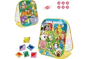 RABOSKY 2-in-1 Outdoor Toss Game Toys for Toddler with Fruit Bean Bags & Sticky Balls, Cool 2 3 4 5 Year Old Boys Girls Birthday Gifts, Fun Cornhole Game Set for Kids Sports Outdoor Play