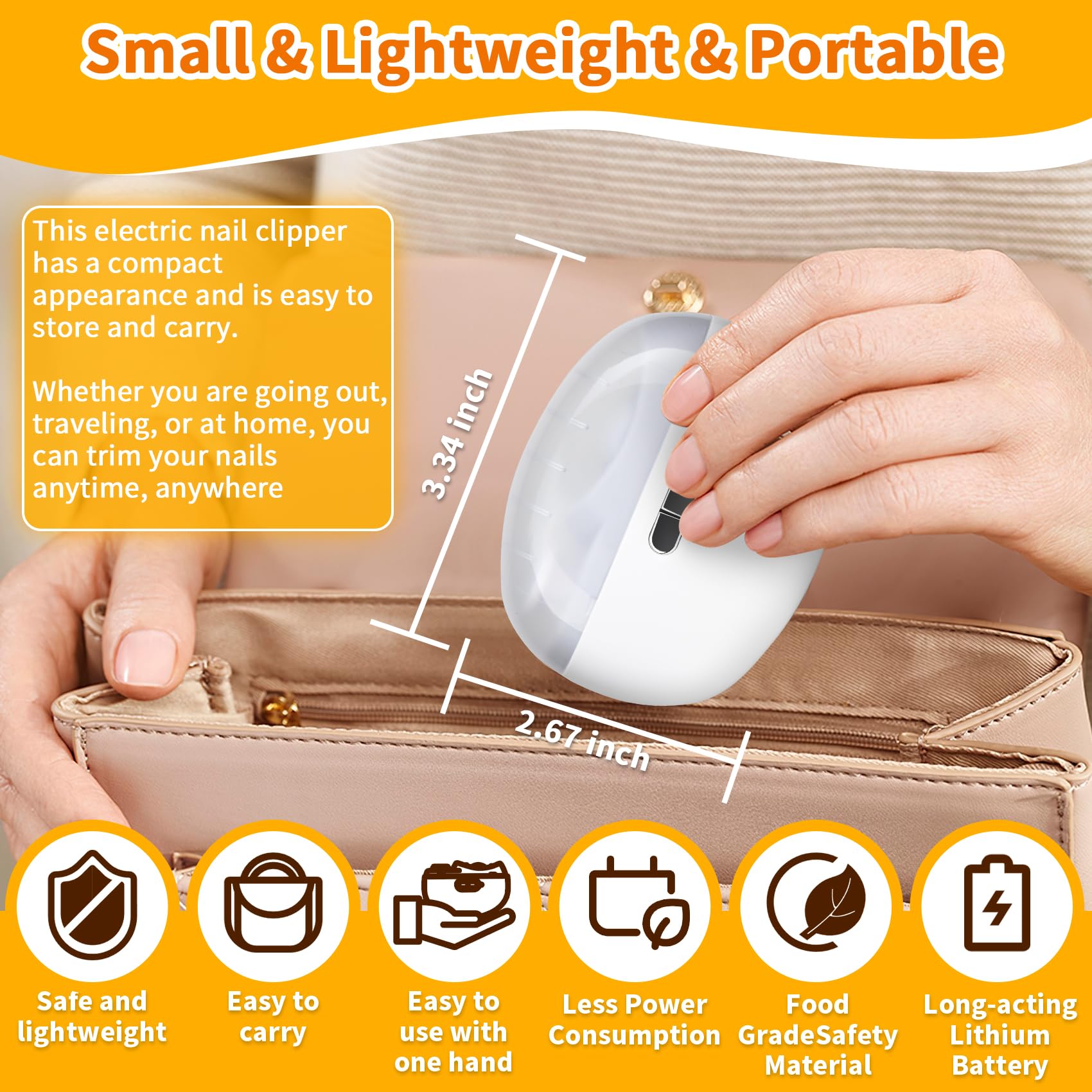 Electric Nail Clipper & Trimmer - 2 in 1 Design with Light & 2 Speeds, USB Rechargeable Safety Electric Nail File for Babies, Kids, Adults & Seniors