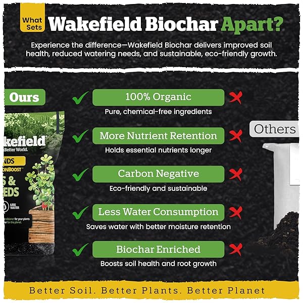 WAKEFIELD BIOCHAR BLEND WITH CARBONBOOST™ TECHNOLOGY – ENHANCED WATER & NUTRIENT RETENTION FOR RAISED BED GARDEN SOIL – ULTIMATE ORGANIC POTTING SOIL MIX FOR VEGETABLES, GARDENS AND HOUSEPLANTS – 4QT
