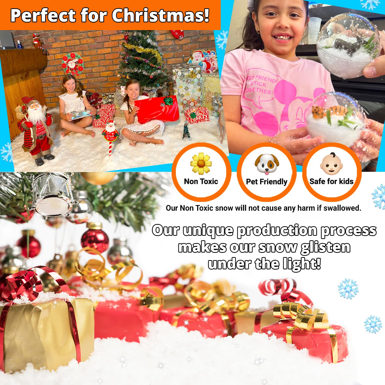 Bulk Fake Snow Powder for Outdoor & Indoor use. 39oz Makes 15 Gallons of Instant Snow for Sensory Play. Make Artificial Snowballs. Just Add Water. Magic Fun for Kids