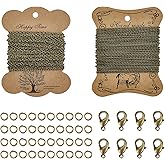 PH PandaHall 32 Feet Necklace Chains, Link Cable Chains Twisted Curb Chain Antique Bronze Cross Chain with 20pcs Lobster Claw Clasps 100pcs Jump Rings for Jewelry Making DIY Crafts