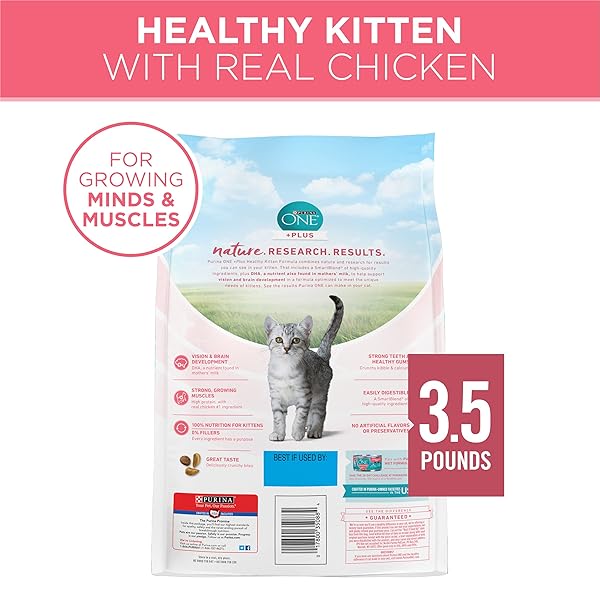 PURINA ONE HIGH PROTEIN, NATURAL DRY KITTEN FOOD, +PLUS HEALTHY KITTEN FORMULA – 3.5 LB. BAG
