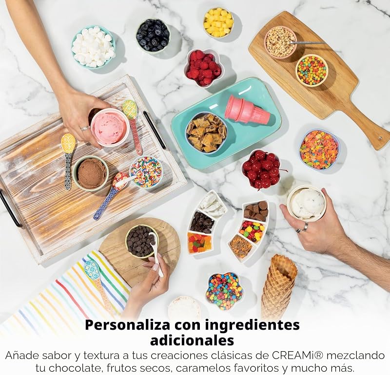 Máquina de gelados CREAMi Swirl 13-em-1 Soft Serve, Sorvete, Smoothie, Iogurte Congelado, Programa de Baixas Calorias e Mais, 13-em-1, Soft Handle e (2) pints CREAMi Swirl de 16 onças, para