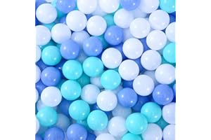 Thenese Pit Balls Crush Proof Plastic Children's Toy Balls Macaron Ocean Balls Small Size 2.15 Inch Phthalate & BPA Free Pack of 100 White&Green&Blue