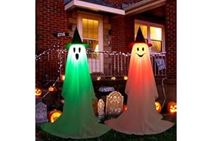 CMFYHM 2 Packs Halloween Decorations Indoor, Outdoor Light Up Ghost Decorations with Remote, Halloween Ghost Decorations for Porch, Fireplace, Party,Garden