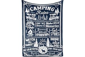 Camping Gifts for Women Men Lovers Throw Blanket, Happy Campers Decor Outdoor, RV Campsite Travel Hiking - Camping Rules, 50"
