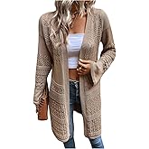 SOLY HUX Women's Open Front Cardigan Sweater Hollow Out Knit Long Sleeve Trendy Cardigans Fall Clothes