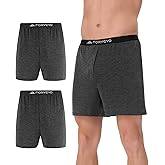 FORVEVO 2 Pack Mens Merino Wool Boxer Briefs, Breathable Men's Wool Underwear, Comfortable Long leg Stink Free Tagless Boxers
