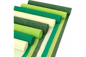 RANSLEN 8 Rolls Crepe Paper Streamers 25 x 250cm 4 Colors Crepe Paper Roll Decorative Craft Streamer for DIY Gift Wrapping Paper Birthday Wedding Holiday Party Decorations (Green)
