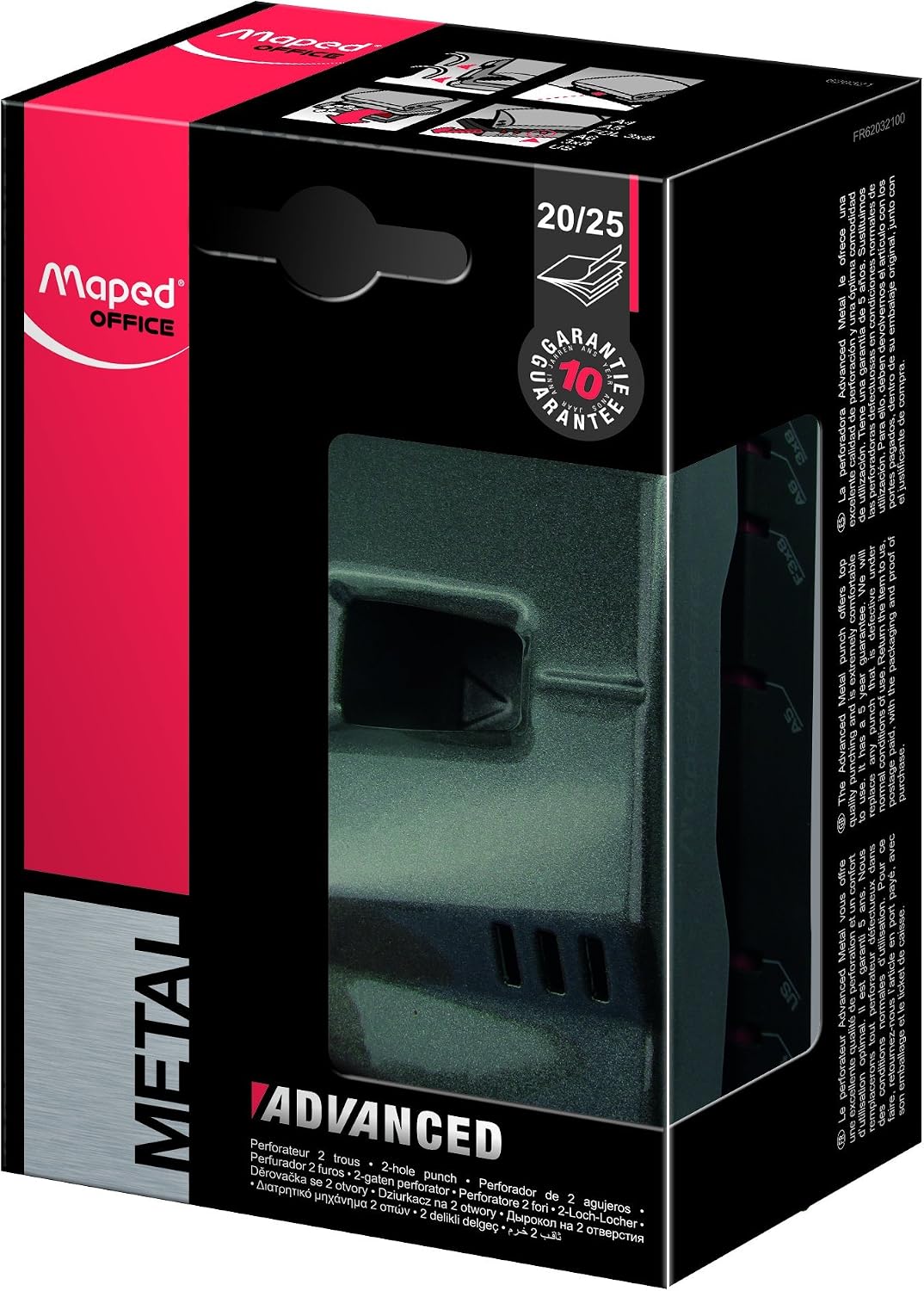 Maped Office Advanced Grey Two Hole Punch (20 sheets), 20 Sheet Hole Punch - Image 3