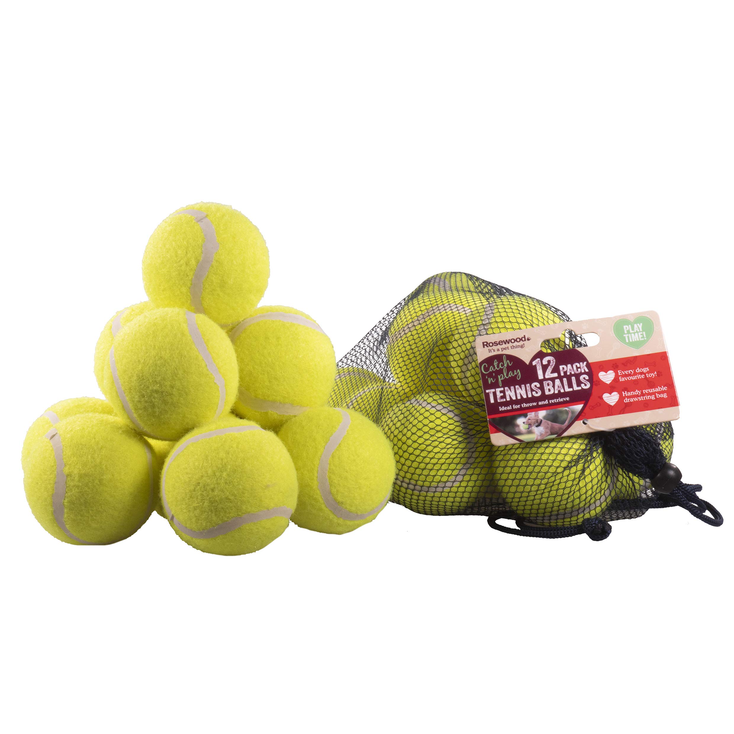 Rosewood 12 Standard Tennis Balls, Dog Toys