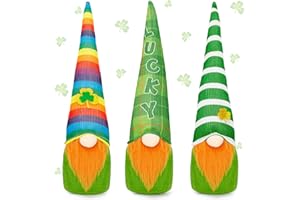 ZATAYE 3 Pack St Patricks Day Decorations, Faceless St Patrick's Day Gnomes, Lucky Irish Leprechaun Handmade Swedish Gnomes Dolls with Shamrock Decor, St Patricks Day Gift for Table Sofa Tiered Tray Decor