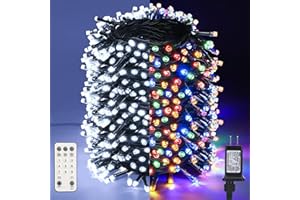 LYHOPE Christmas Lights, 164ft 500 LED Christmas Fairy Lights, White & Multi Color Changing String Lights, with Remote 11 Modes 30V Twinkle Lights for Patio Yard Party Indoor Outdoor Tree Decor