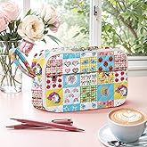 WOBAGMEN Quilted Pencil Pouch for Girls Women, Large Pencil Case Pouch with Compartments Cute Aesthetic Pencil Case Organizer, Floral Pencil Bag for School Supplies (cartoon)