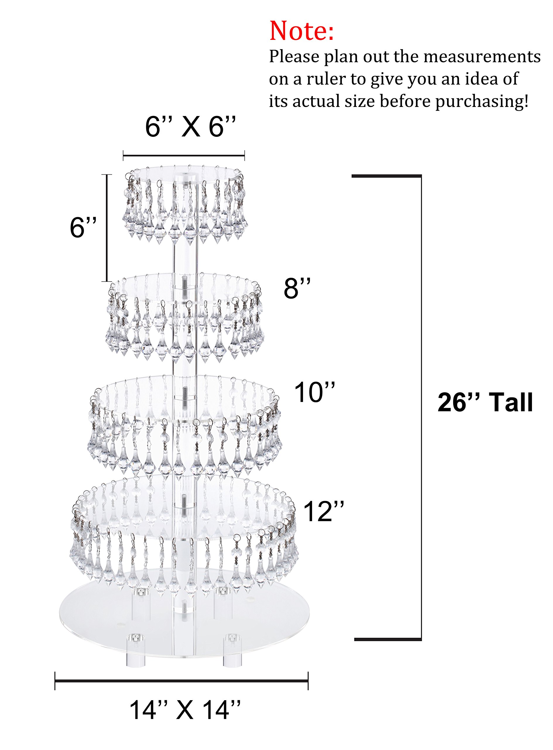 PreInstalled Crystal Beads 5 tier Acrylic Cupcake Tower Stand with