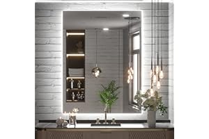 TETOTE 36 x 28 Inch LED Backlit Mirror Bathroom with Light,Anti-Fog,Dimmable,Lighted Mirror(Horizontal/Vertical) Wall Mounted Vanity Mirror