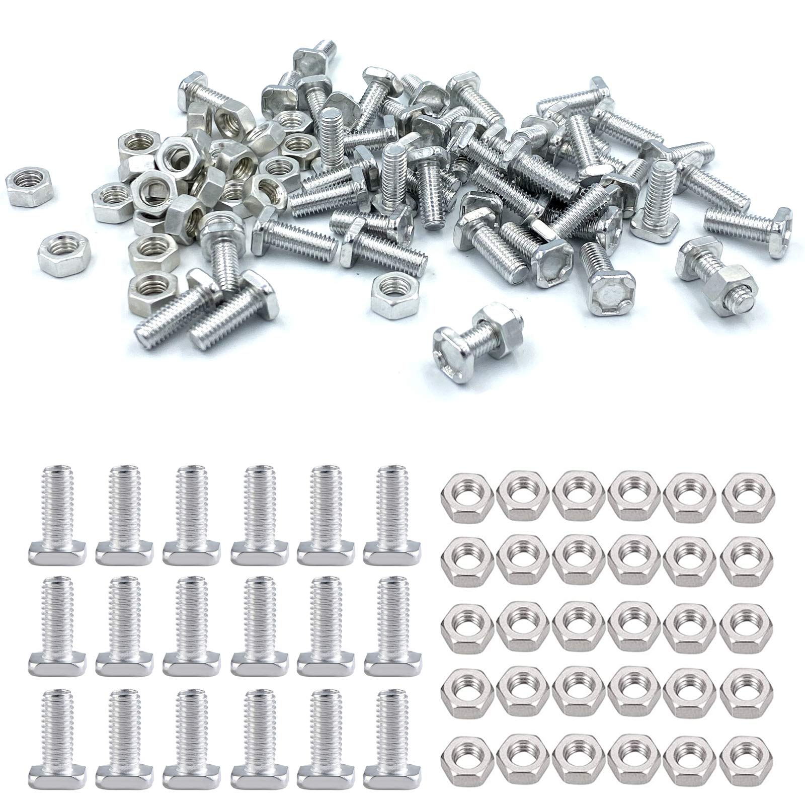 50 Sets Aluminium Greenhouse Nuts and Bolts for Building and Repairing Greenhouse