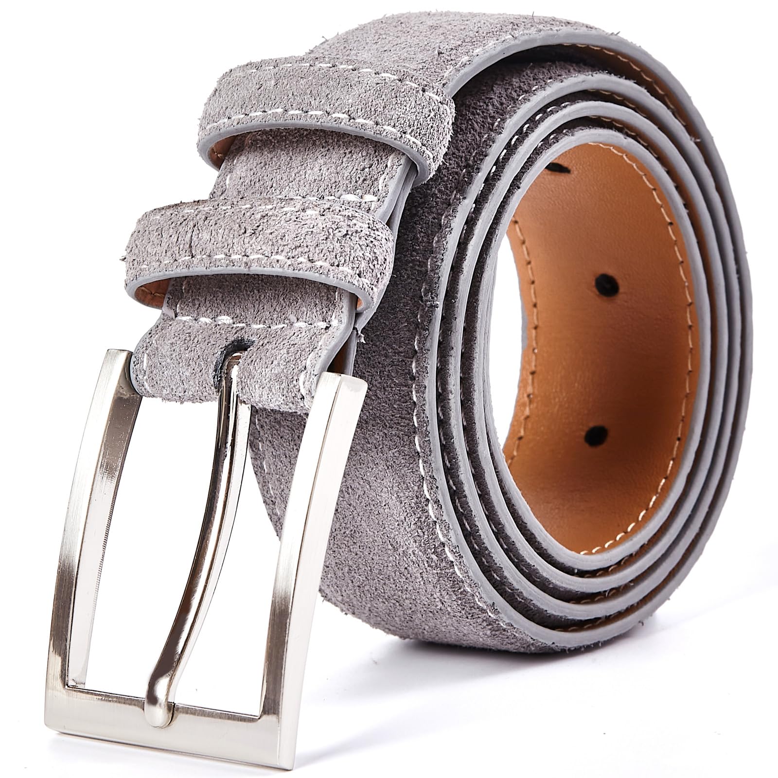 Photo 1 of Ximraood Men's Genuine Leather Suede Belts Casual Dress Belt 1 3/8" Wide