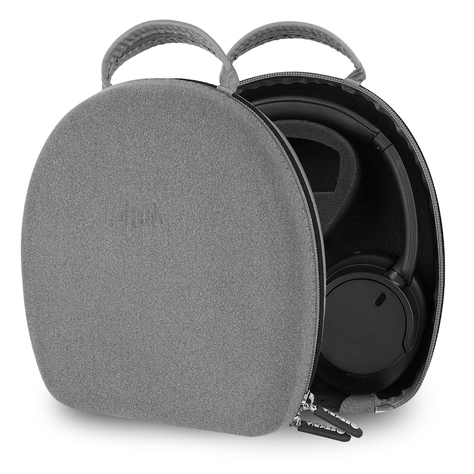 Geekria Shield Headphones Case Compatible with Sony WH-1000XM4, WH-1000XM3, WH-CH720n, Replacement Protective Hard Shell Carrying Bag with Cable Storage (Microfiber Grey)