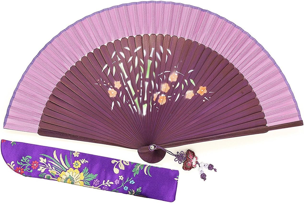 Wise Bird Chinese Fan Japanese Folding Hand Fan, Vintage Retro Style Fan 8" Bamboo/Wood/Sandalwood Fan, Silk Fan Purse Fan, Wedding Favors, Home Decor Fan with Sleeve/Embroidery Tassel - F578...