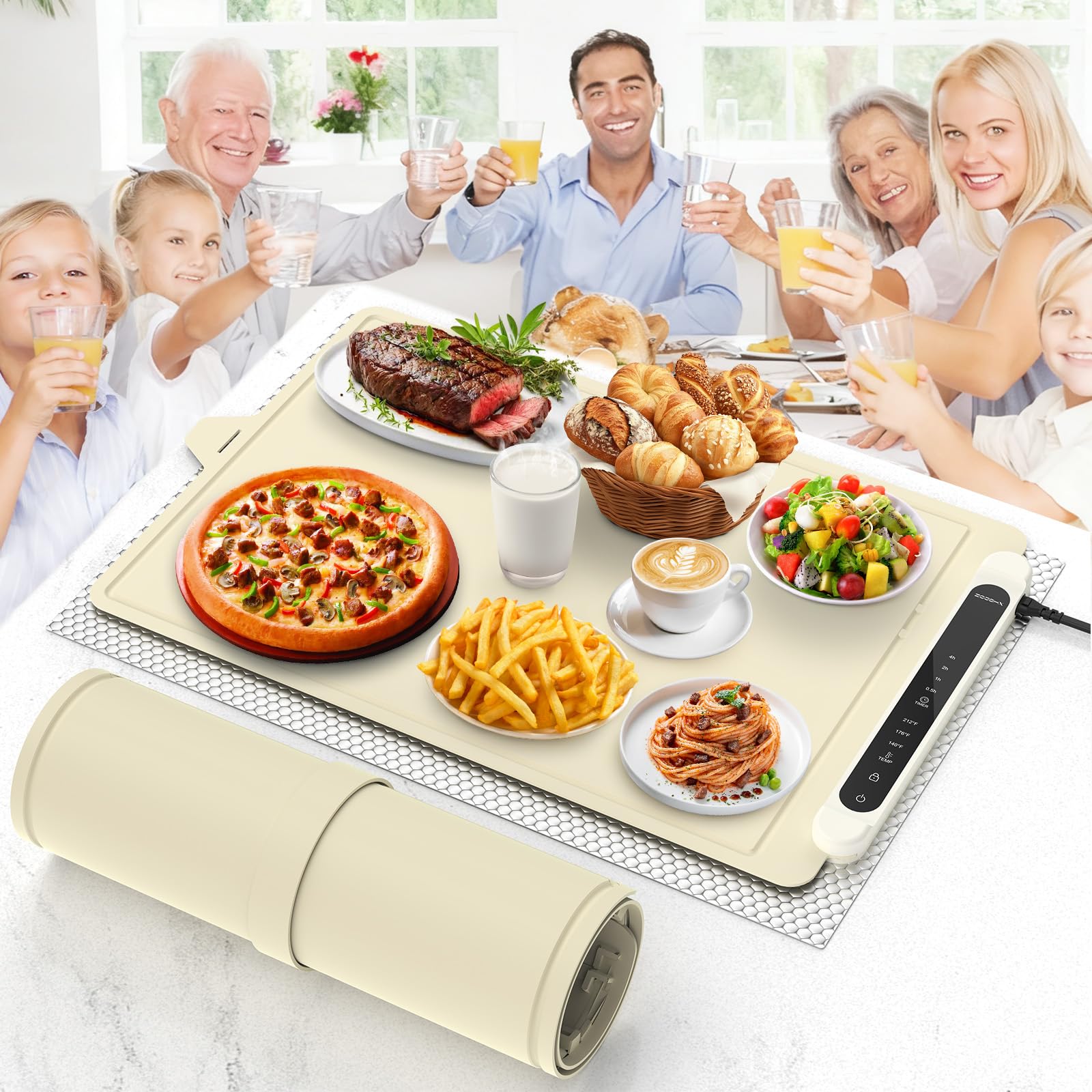 Photo 1 of ***MISSING POWER CORD***
Food Warming Mat Electric Tray: Adjustable Silicone Heating Pad with 3 Temperature Settings 4 Timer Function Portable Roll Up Hot Plate for Buffets Party Gatherings Kitchen Warmer Countertop Holiday