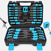 Amartisan 86-Piece Magnetic Screwdrivers Set with Case | Includs Slotted, Phillips, Hex, Pozidriv,Torx and Precision Screwdriver, Magnetizer Demagnetizer Tools, Tools for Men(Blue)